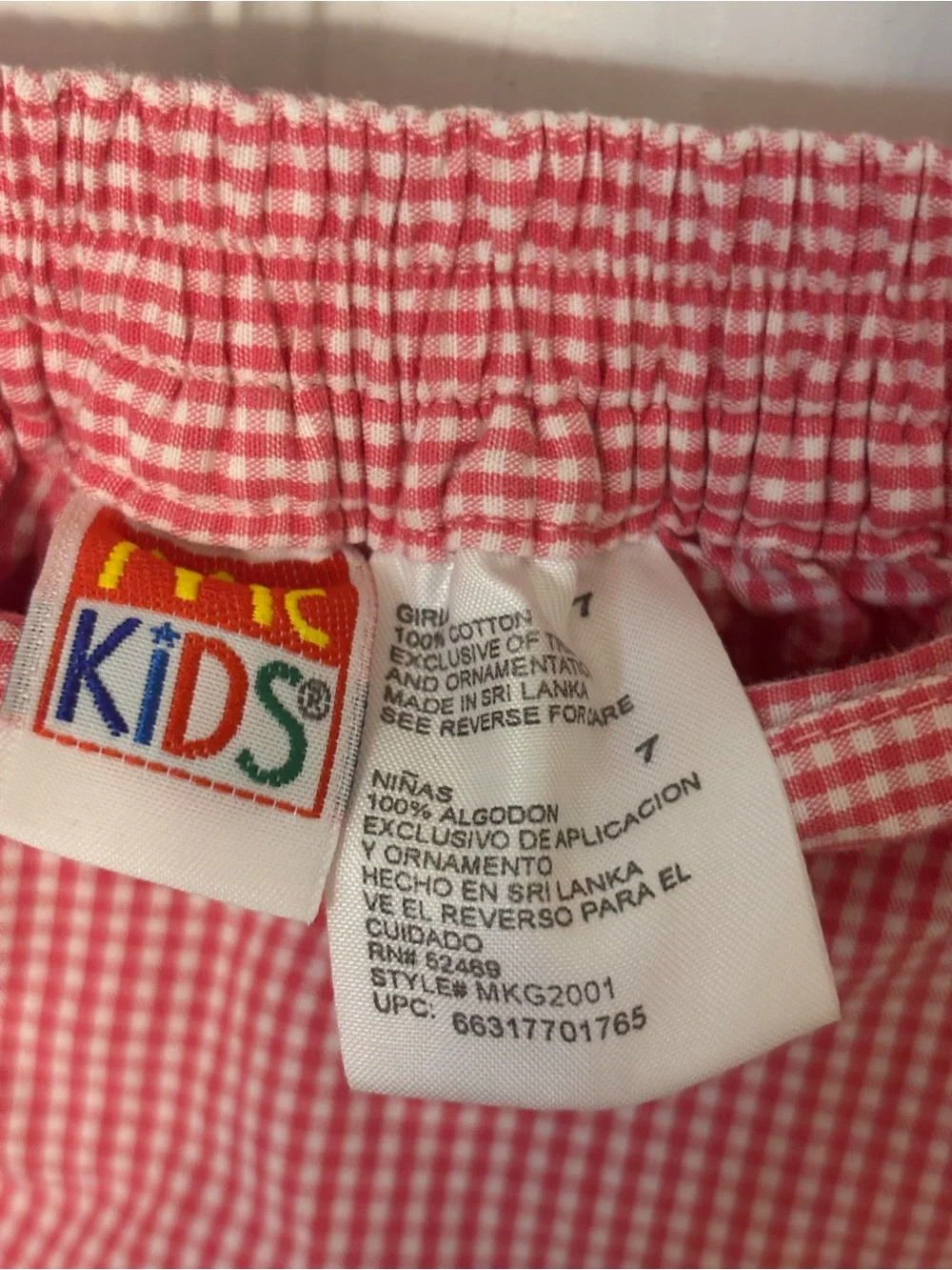 Vintage Girls Mckids Gingham Embroidered Skirt size 7